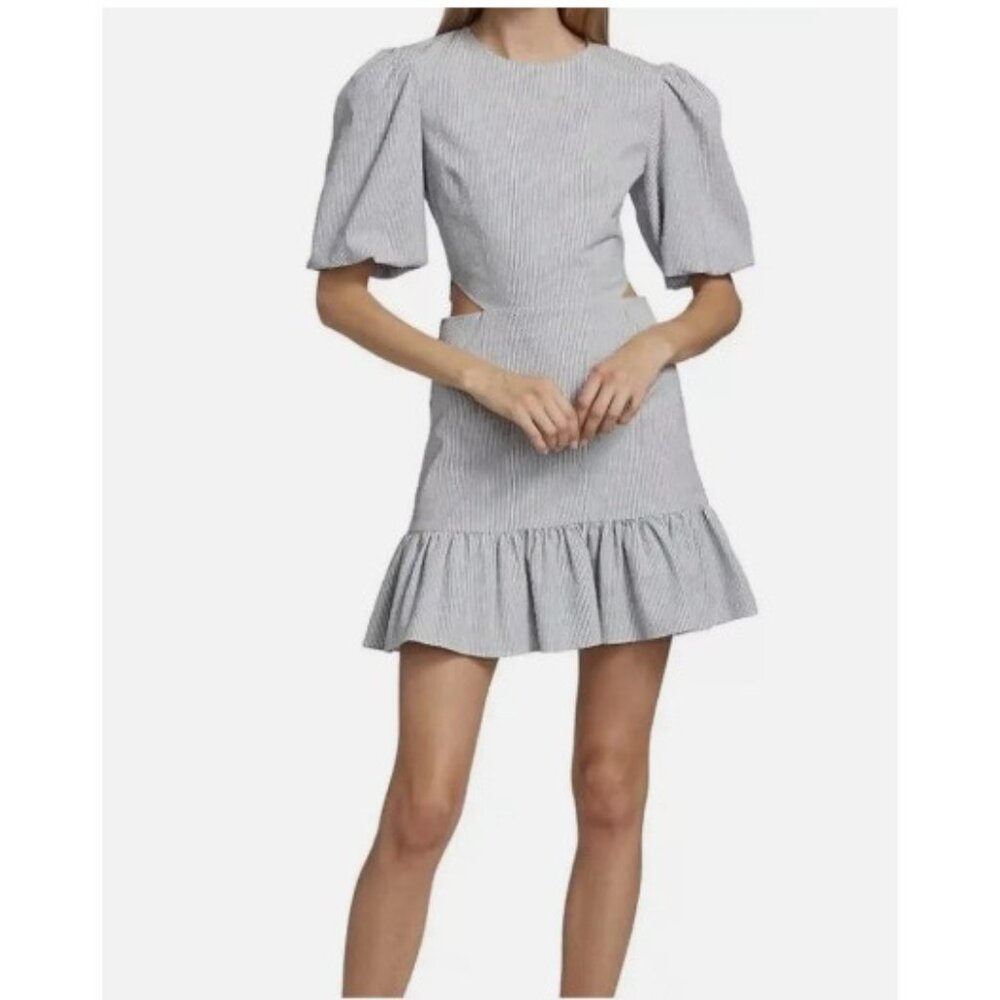 Veronica Beard Blue & White Seersucker Iker Cut-Out Dress, Size 2 (US)